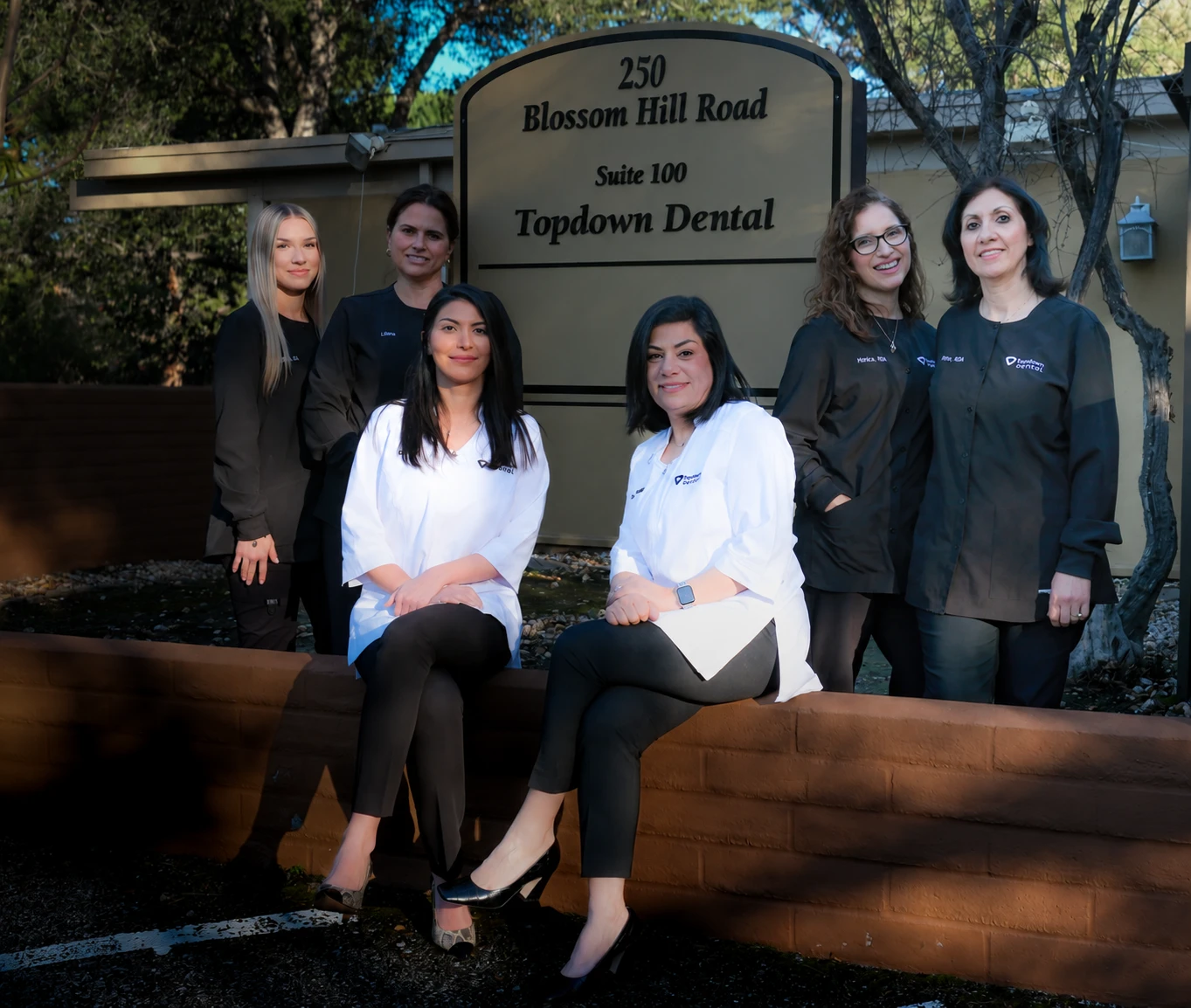 Dr. Alan, Dr. Nehawandian, and the Top Down Dental team outside the practice